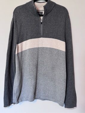 Eddie Bauer Men’s Tall XL Gray Colorblock Quarter Zip Sweater